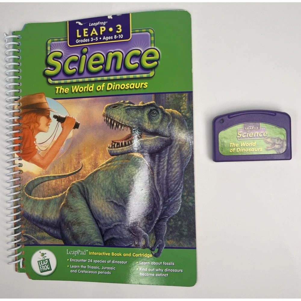 Vintage LeapFrog LeapPad Science World of Dinosaurs‎ Book & Cartridge LEAP-3